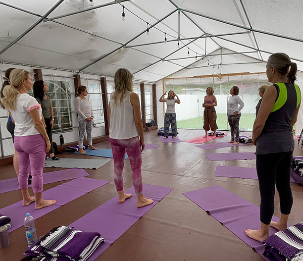 women in a yoga class